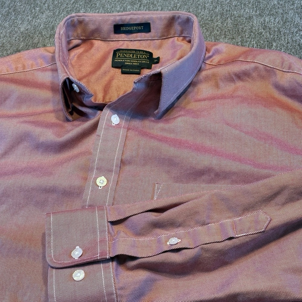 Pendleton Bridgeport Button Up Shirt Men XL Long Sleeve Coral Cotton Dress Up